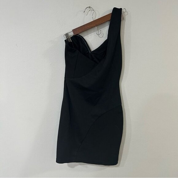 Lulus Very Tempting Black One Shoulder Bodycon Sweetheart Neckline Dress Small - Picture 3 of 6